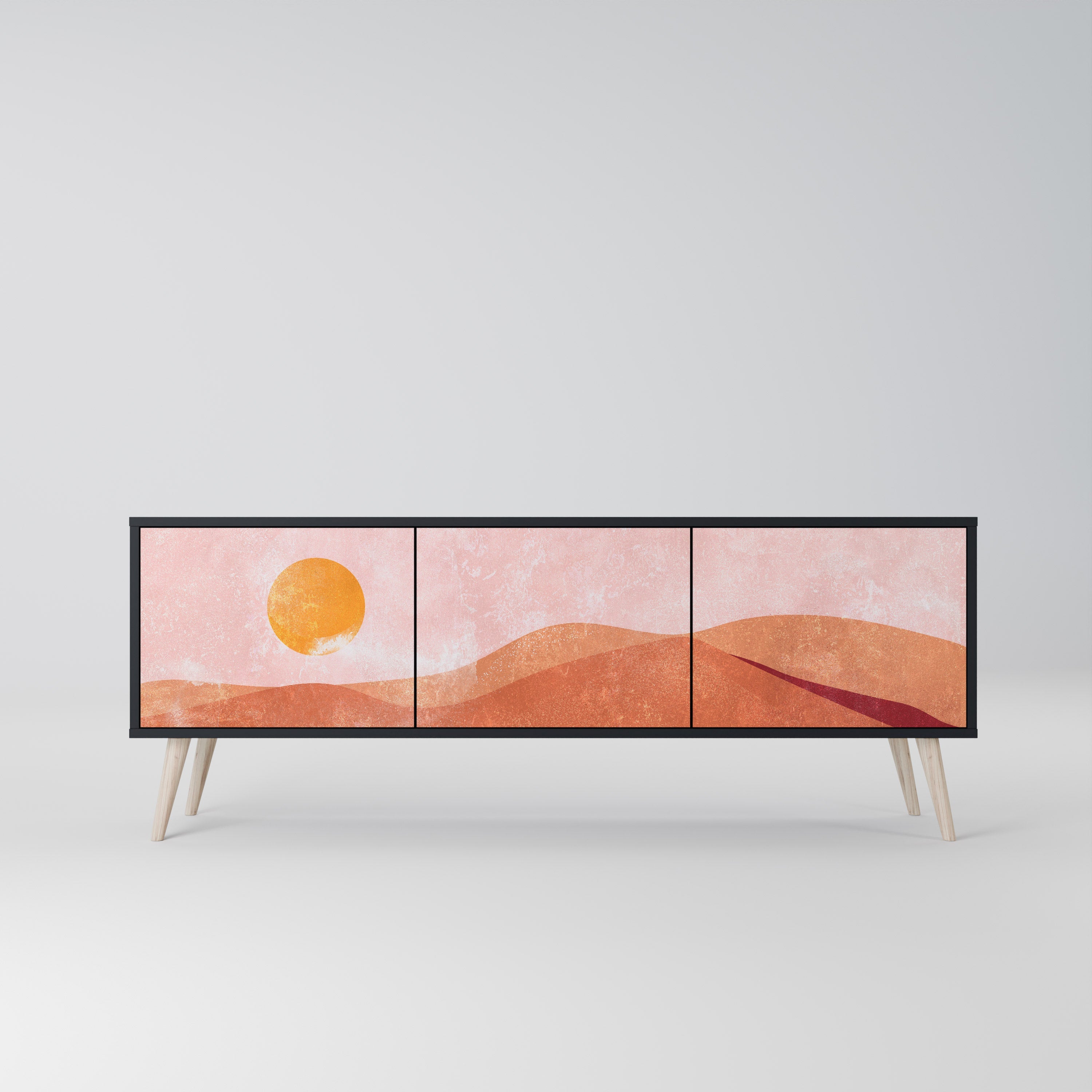 LUMINOUS SUNLIGHT Móvel de TV com 3 Portas em Acabamento Preto