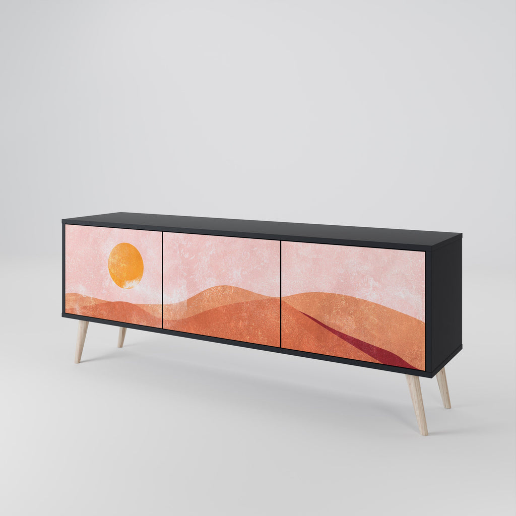 LUMINOUS SUNLIGHT Móvel de TV com 3 Portas em Acabamento Preto