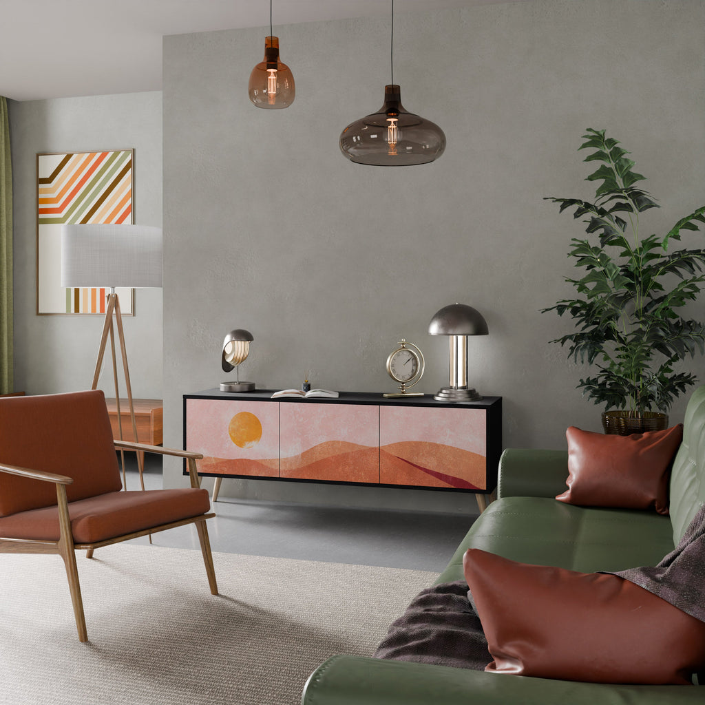 LUMINOUS SUNLIGHT Móvel de TV com 3 Portas em Acabamento Preto