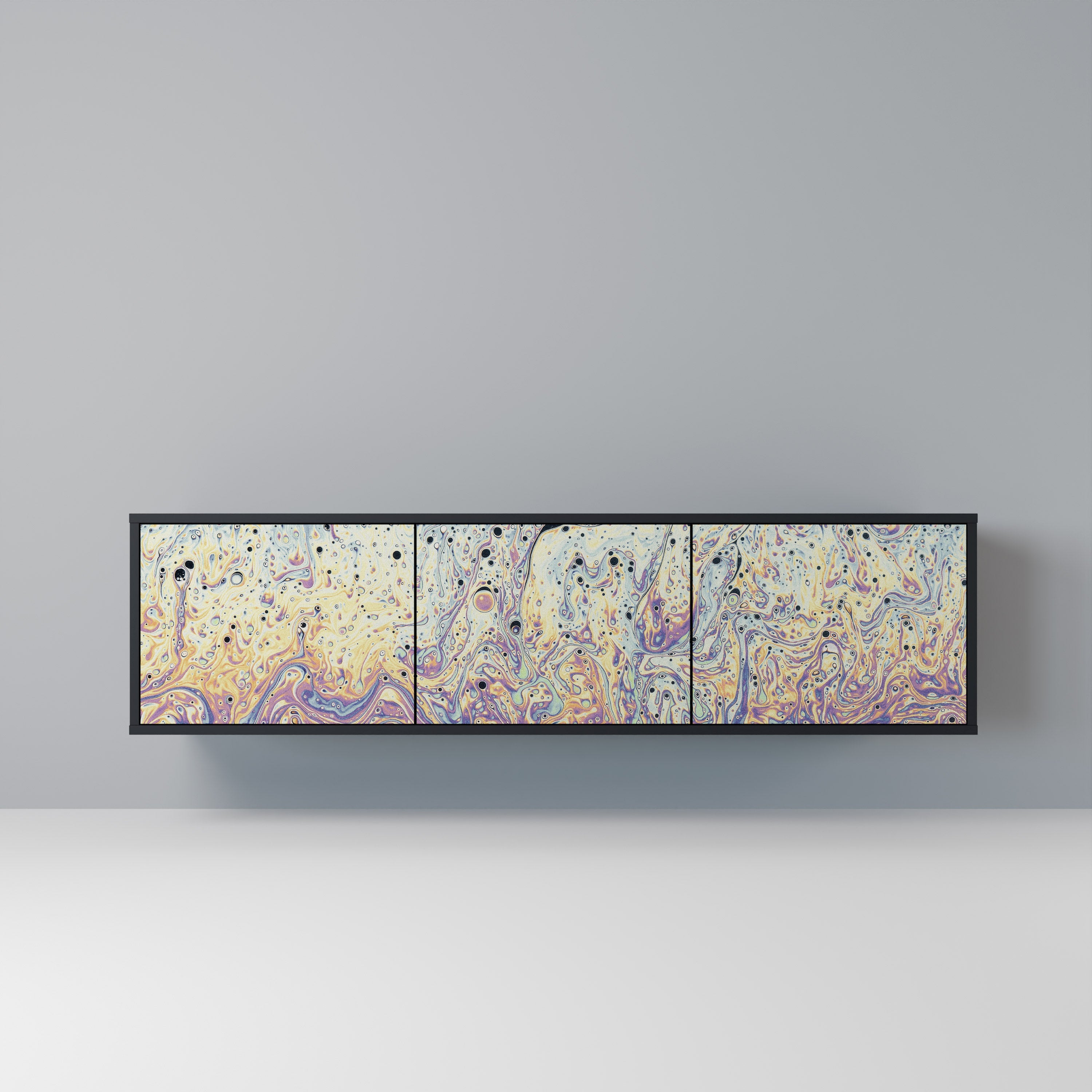 MOSAIC OF COLORS Móvel de TV com 3 Portas em Acabamento Preto