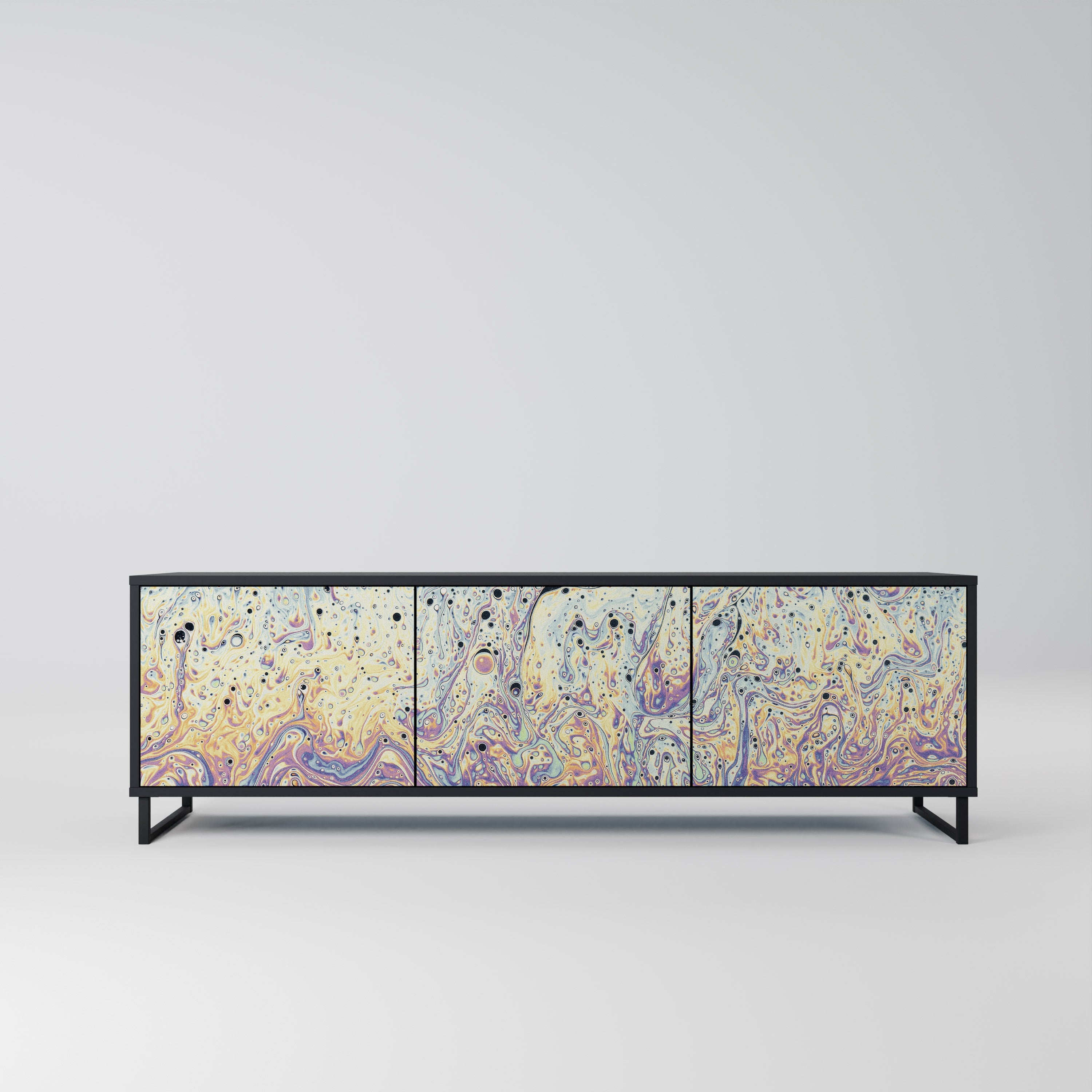 MOSAIC OF COLORS Móvel de TV com 3 Portas em Acabamento Preto