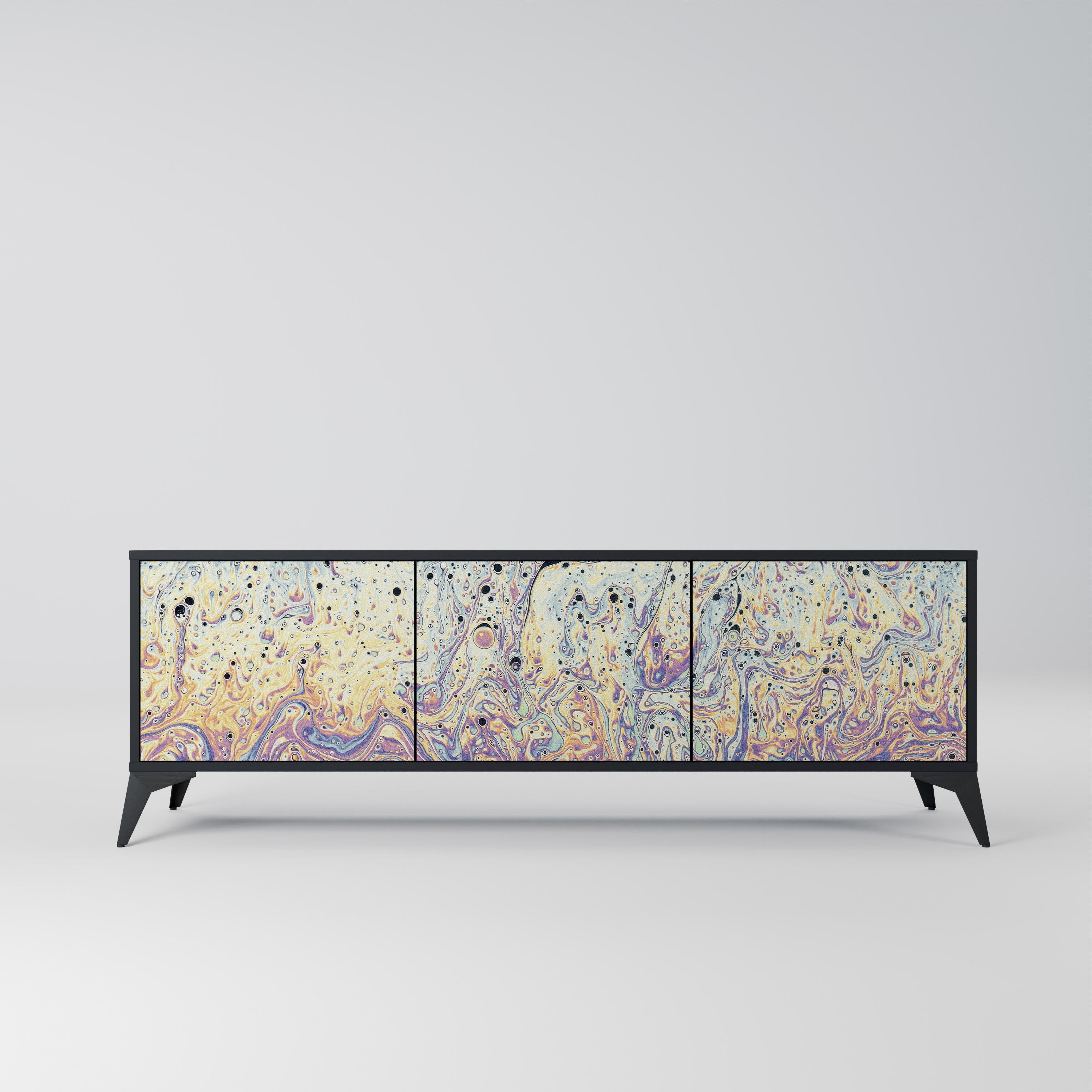 MOSAIC OF COLORS Móvel de TV com 3 Portas em Acabamento Preto