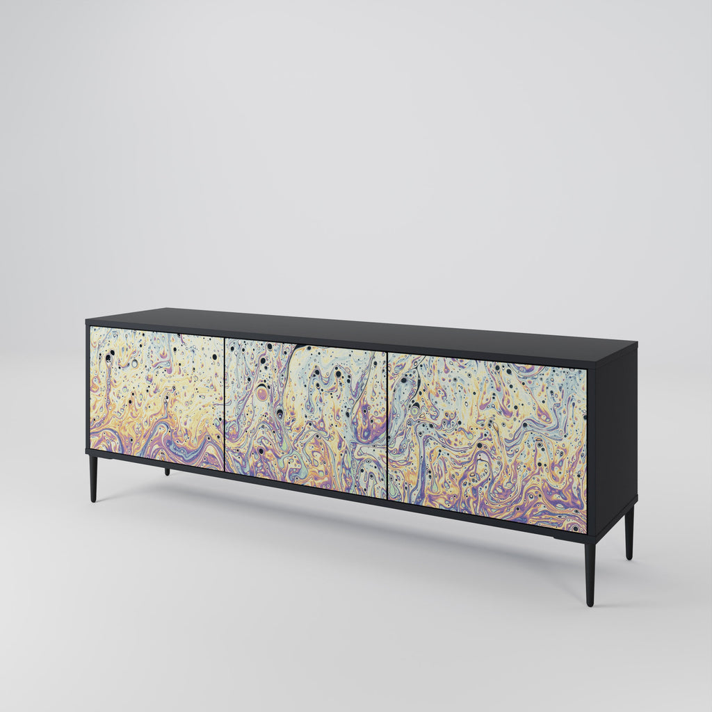 MOSAIC OF COLORS Móvel de TV com 3 Portas em Acabamento Preto