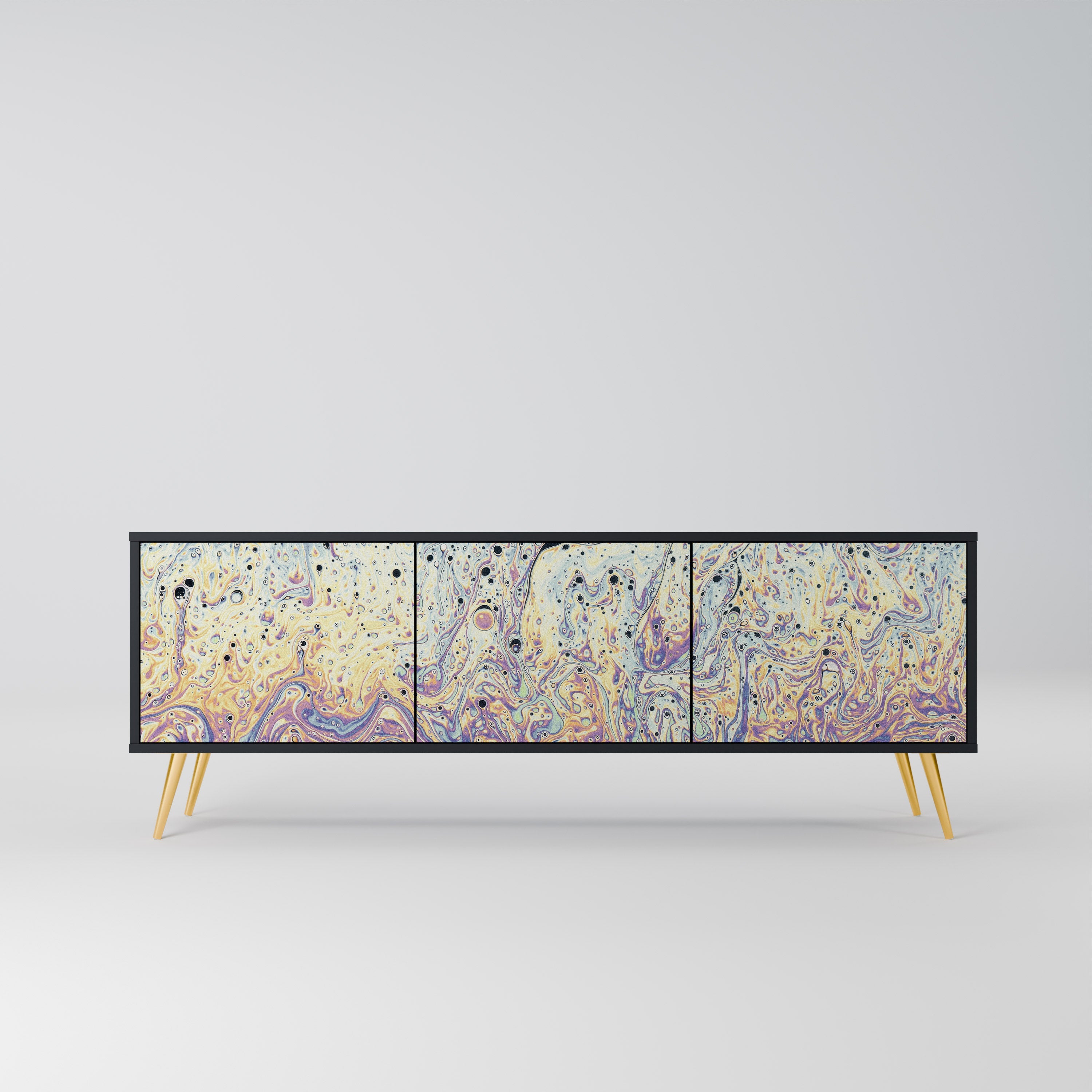 MOSAIC OF COLORS Móvel de TV com 3 Portas em Acabamento Preto