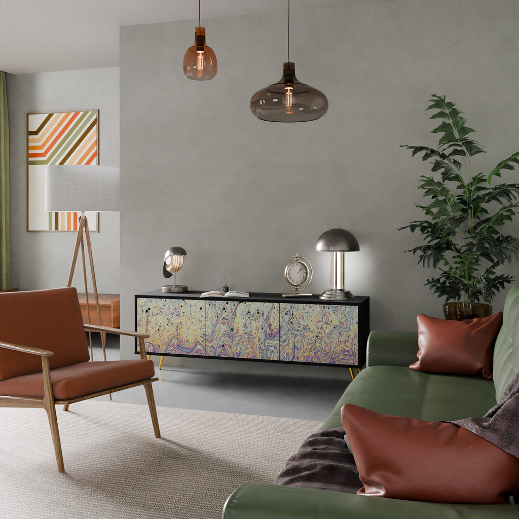 MOSAIC OF COLORS Móvel de TV com 3 Portas em Acabamento Preto