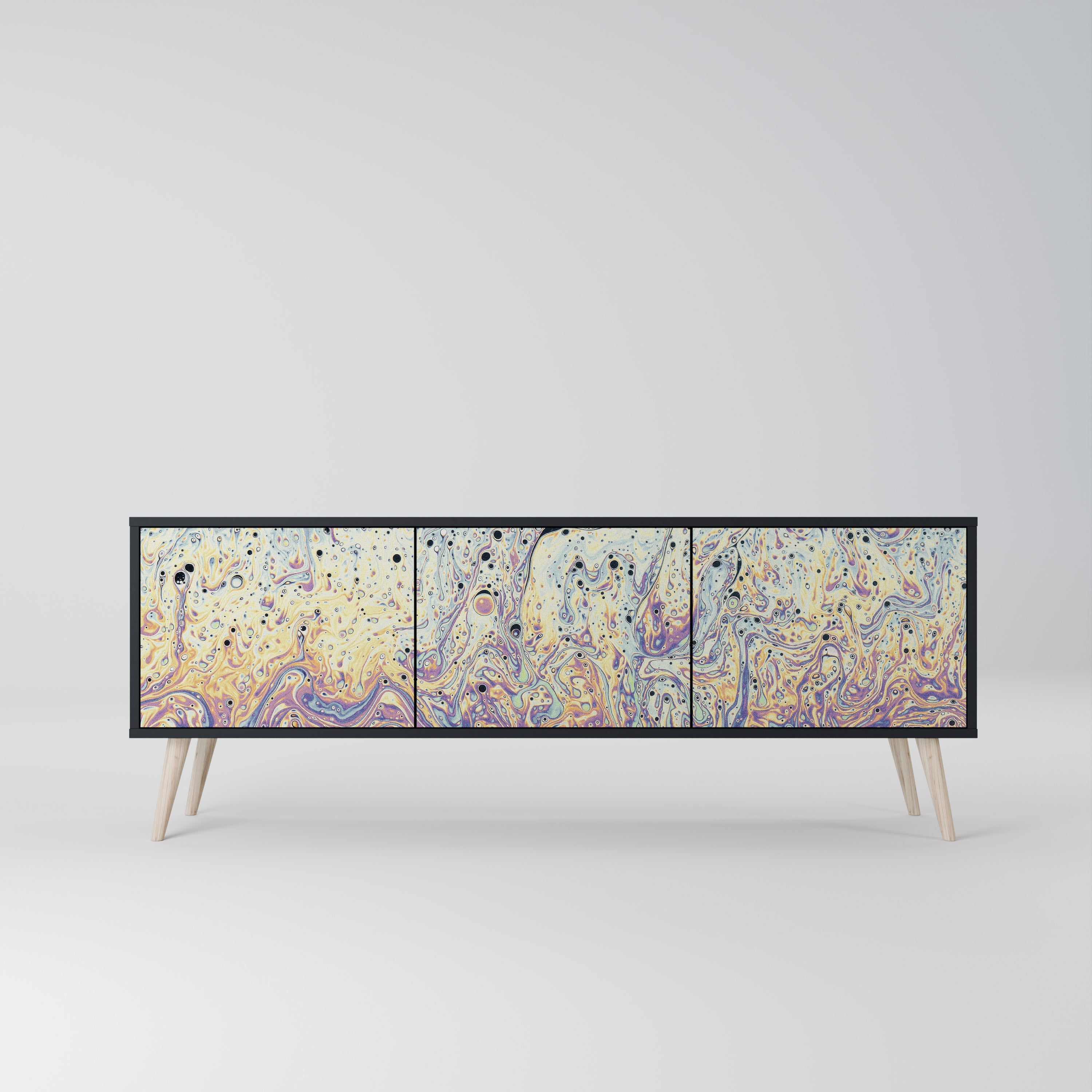 MOSAIC OF COLORS Móvel de TV com 3 Portas em Acabamento Preto