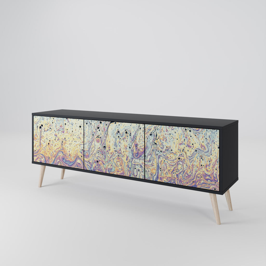 MOSAIC OF COLORS Móvel de TV com 3 Portas em Acabamento Preto