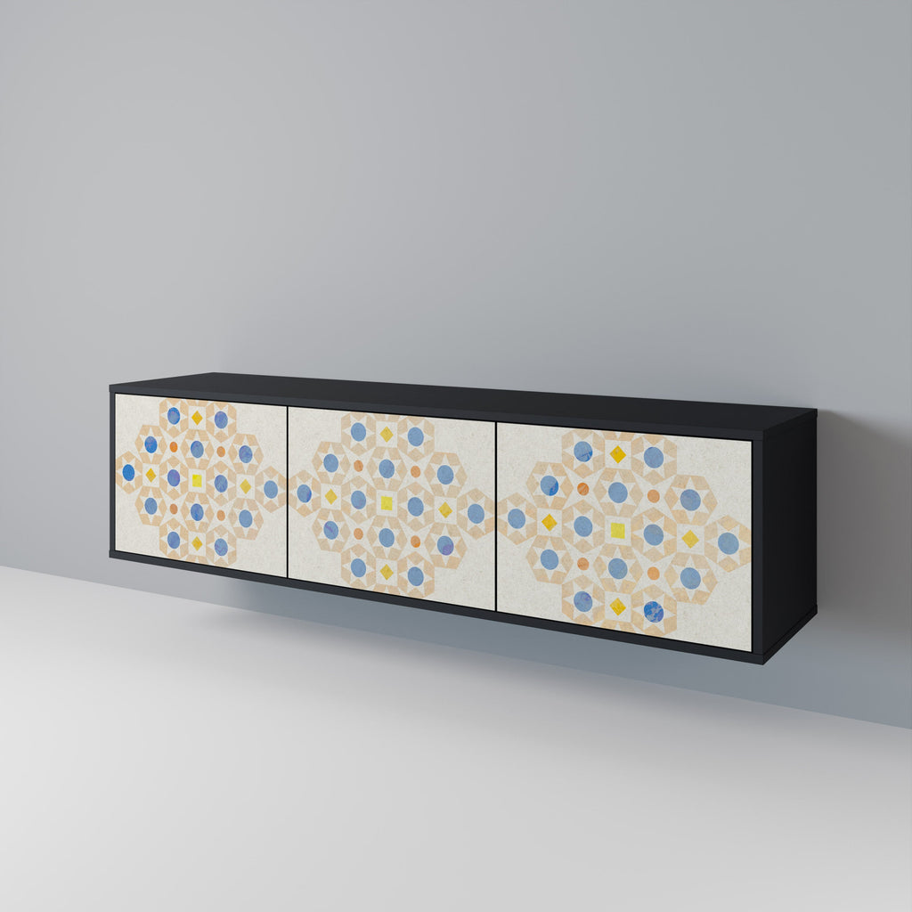 PATTERNED PRISM Móvel de TV com 3 Portas em Acabamento Preto