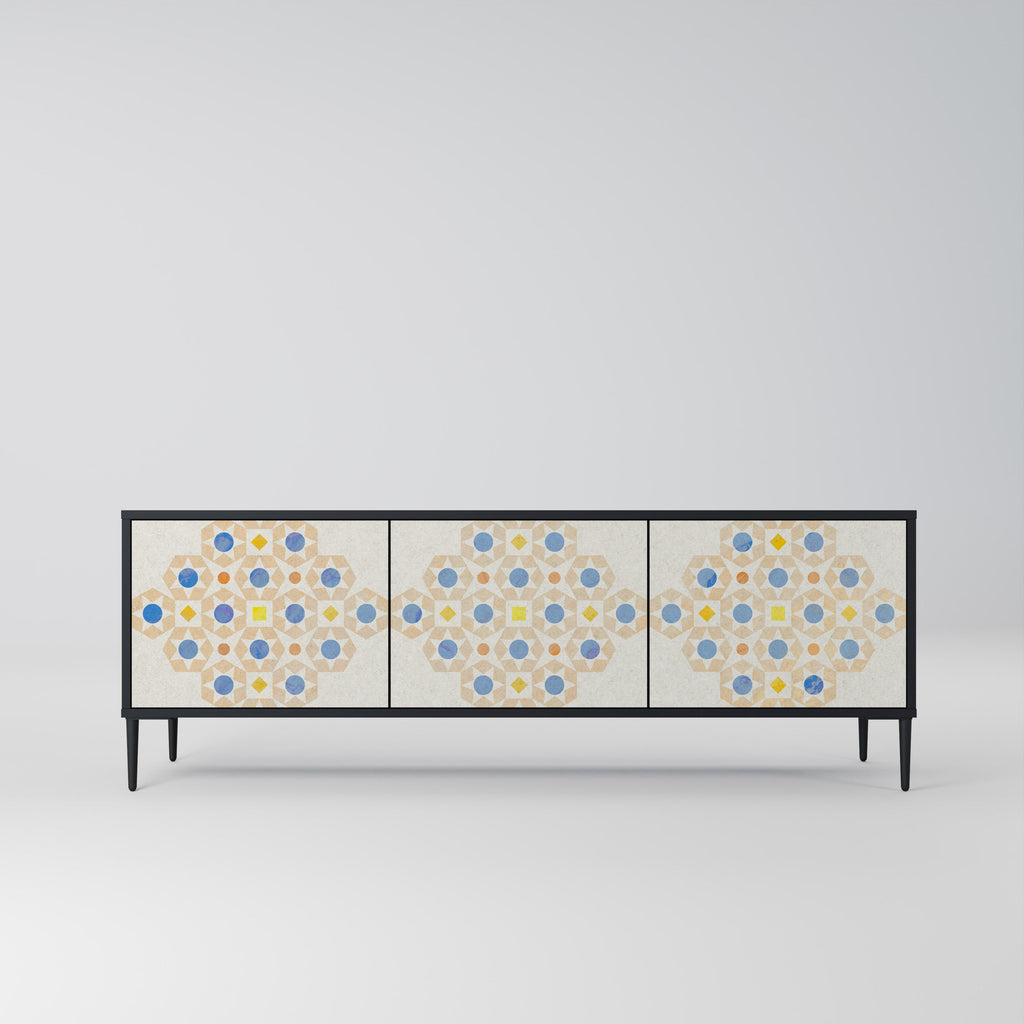 PATTERNED PRISM Móvel de TV com 3 Portas em Acabamento Preto