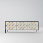 PATTERNED PRISM Móvel de TV com 3 Portas em Acabamento Preto