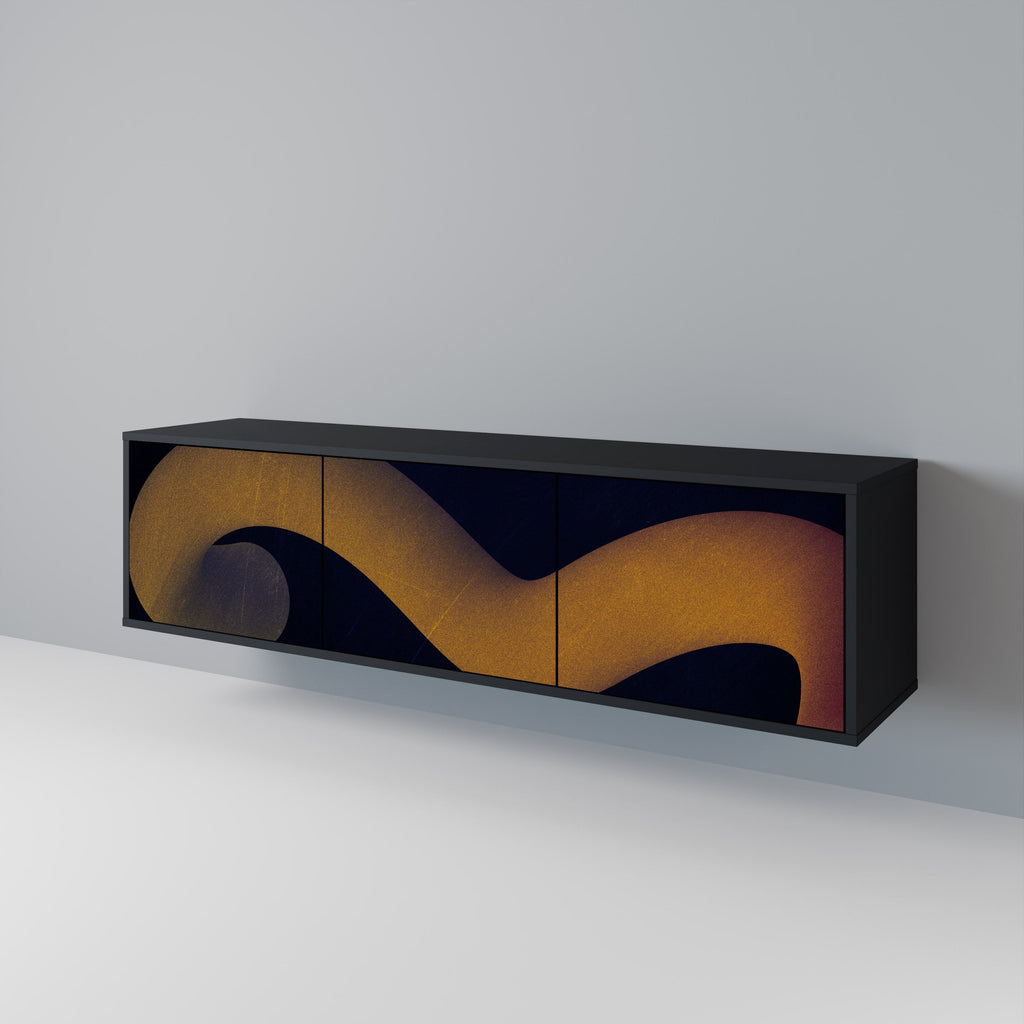 HOLLOW TIME Móvel de TV com 3 Portas em Acabamento Preto