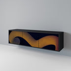 HOLLOW TIME Móvel de TV com 3 Portas em Acabamento Preto