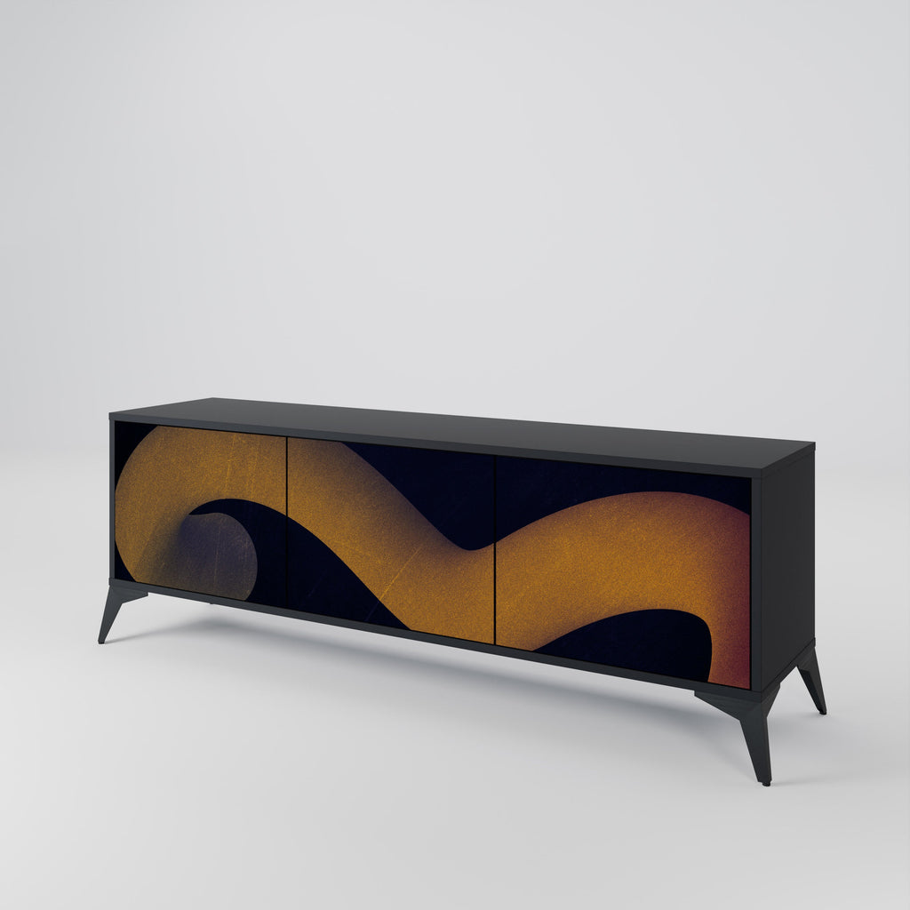 HOLLOW TIME Móvel de TV com 3 Portas em Acabamento Preto