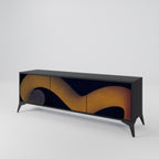 HOLLOW TIME Móvel de TV com 3 Portas em Acabamento Preto