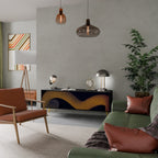 HOLLOW TIME Móvel de TV com 3 Portas em Acabamento Preto