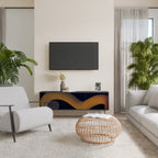 HOLLOW TIME Móvel de TV com 3 Portas em Acabamento Preto