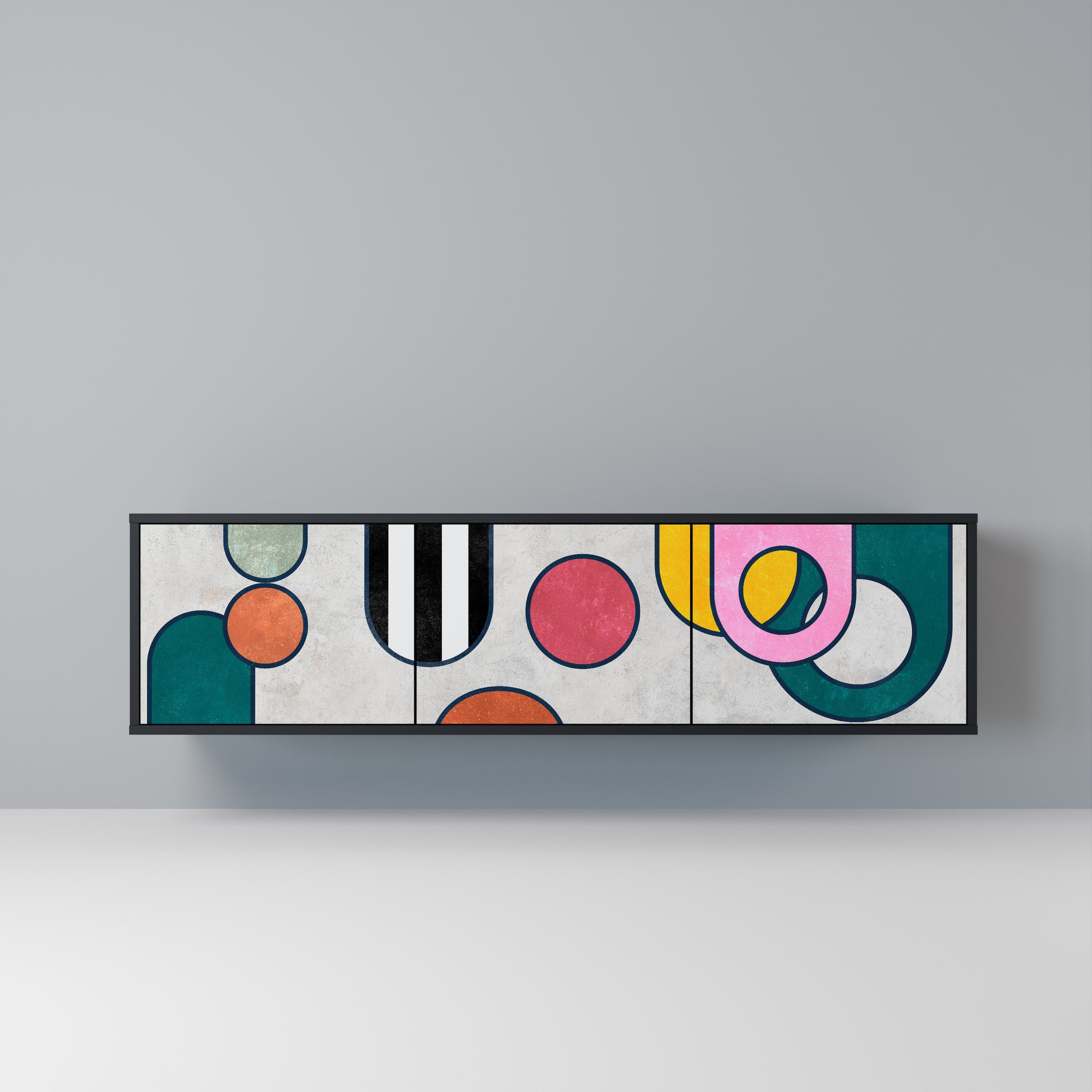 COOL STORY Móvel de TV com 3 Portas em Acabamento Preto