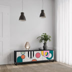 COOL STORY Móvel de TV com 3 Portas em Acabamento Preto