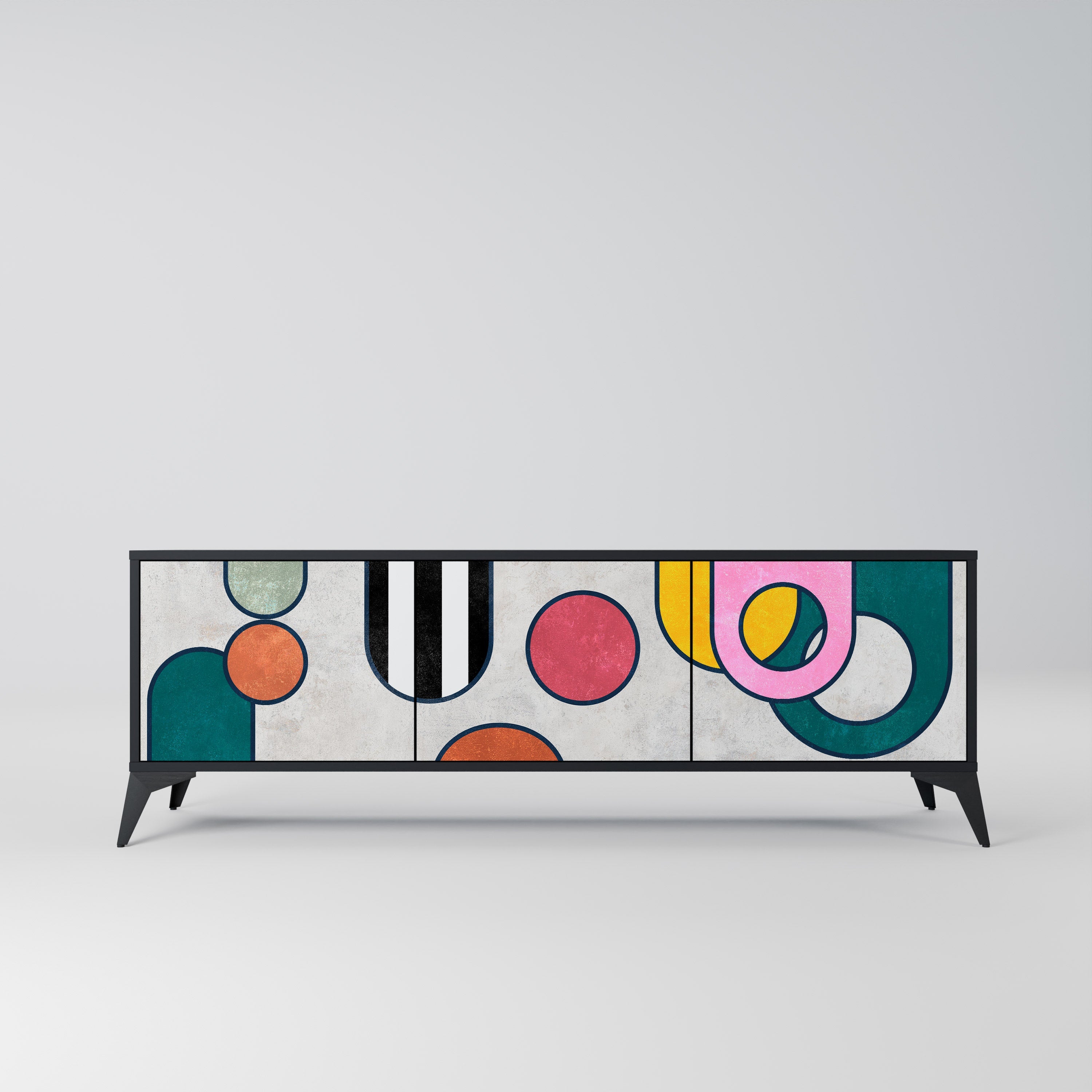 COOL STORY Móvel de TV com 3 Portas em Acabamento Preto