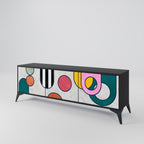 COOL STORY Móvel de TV com 3 Portas em Acabamento Preto