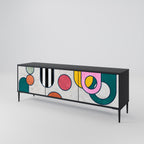 COOL STORY Móvel de TV com 3 Portas em Acabamento Preto