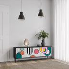 COOL STORY Móvel de TV com 3 Portas em Acabamento Preto