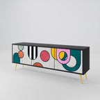 COOL STORY Móvel de TV com 3 Portas em Acabamento Preto