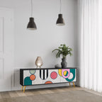 COOL STORY Móvel de TV com 3 Portas em Acabamento Preto