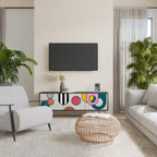 COOL STORY Móvel de TV com 3 Portas em Acabamento Preto