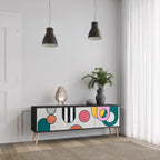 COOL STORY Móvel de TV com 3 Portas em Acabamento Preto