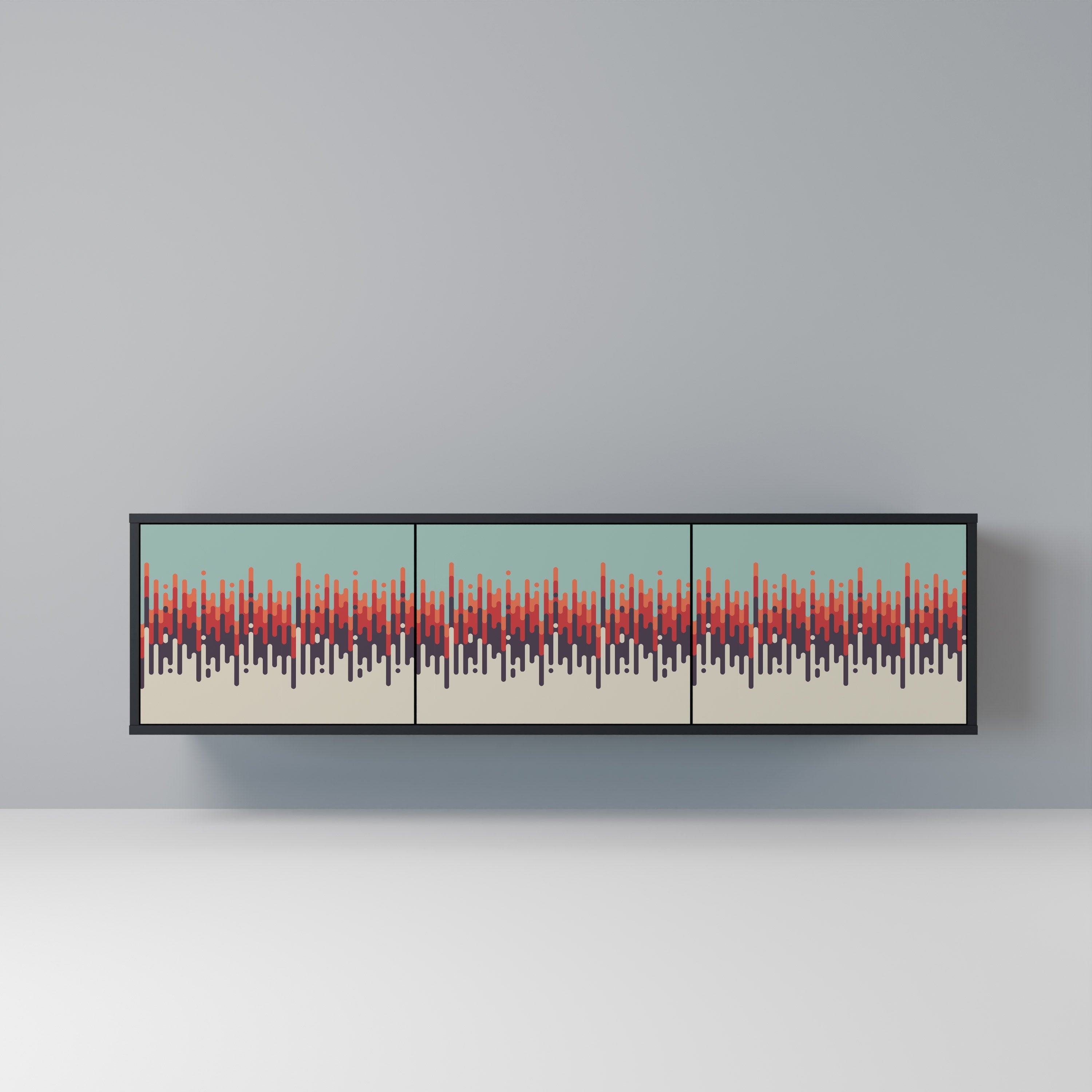 CHROMA CONTOURS Móvel de TV com 3 Portas em Acabamento Preto