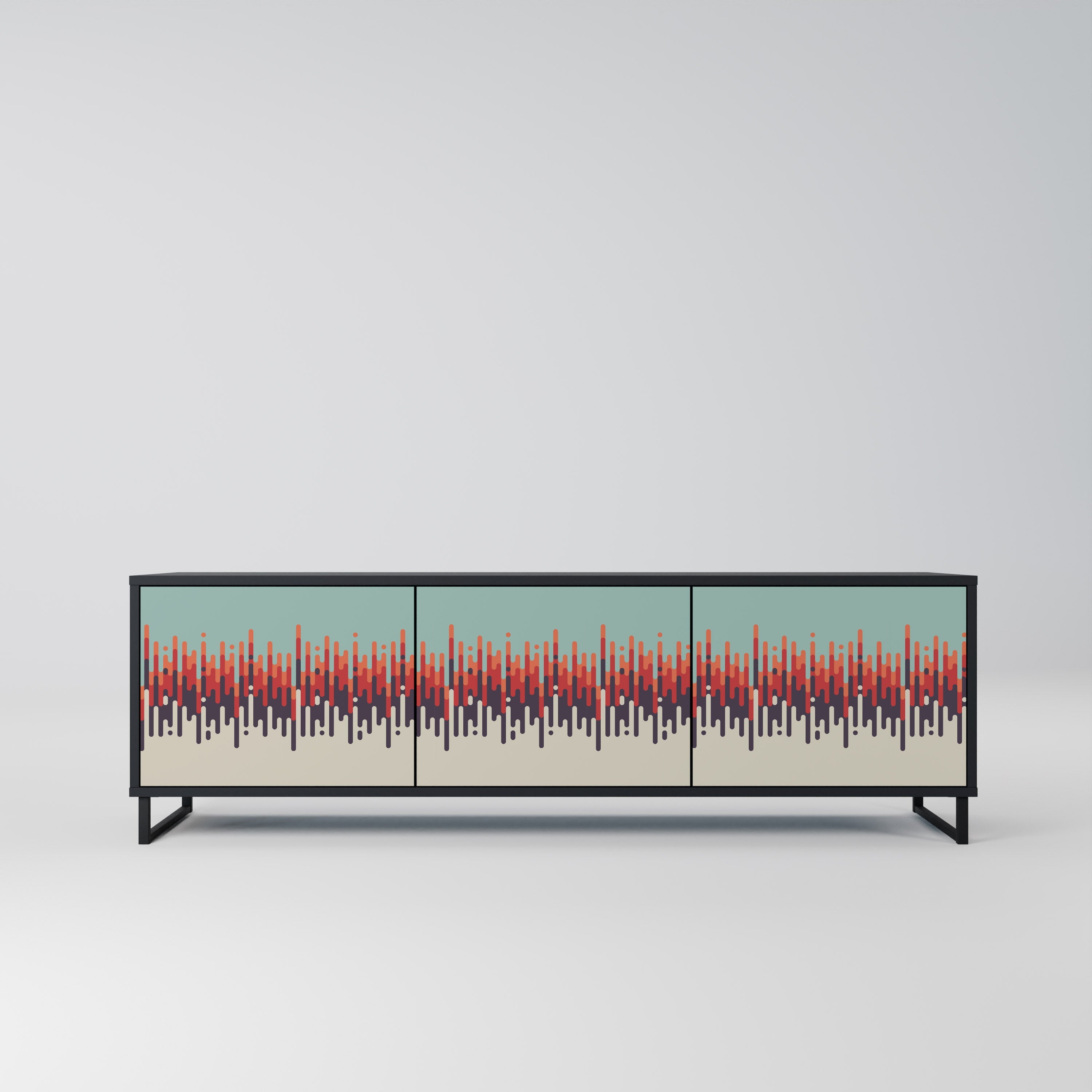 CHROMA CONTOURS Móvel de TV com 3 Portas em Acabamento Preto