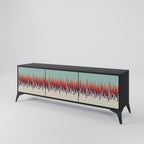 CHROMA CONTOURS 3-Door TV Stand in Black Finish