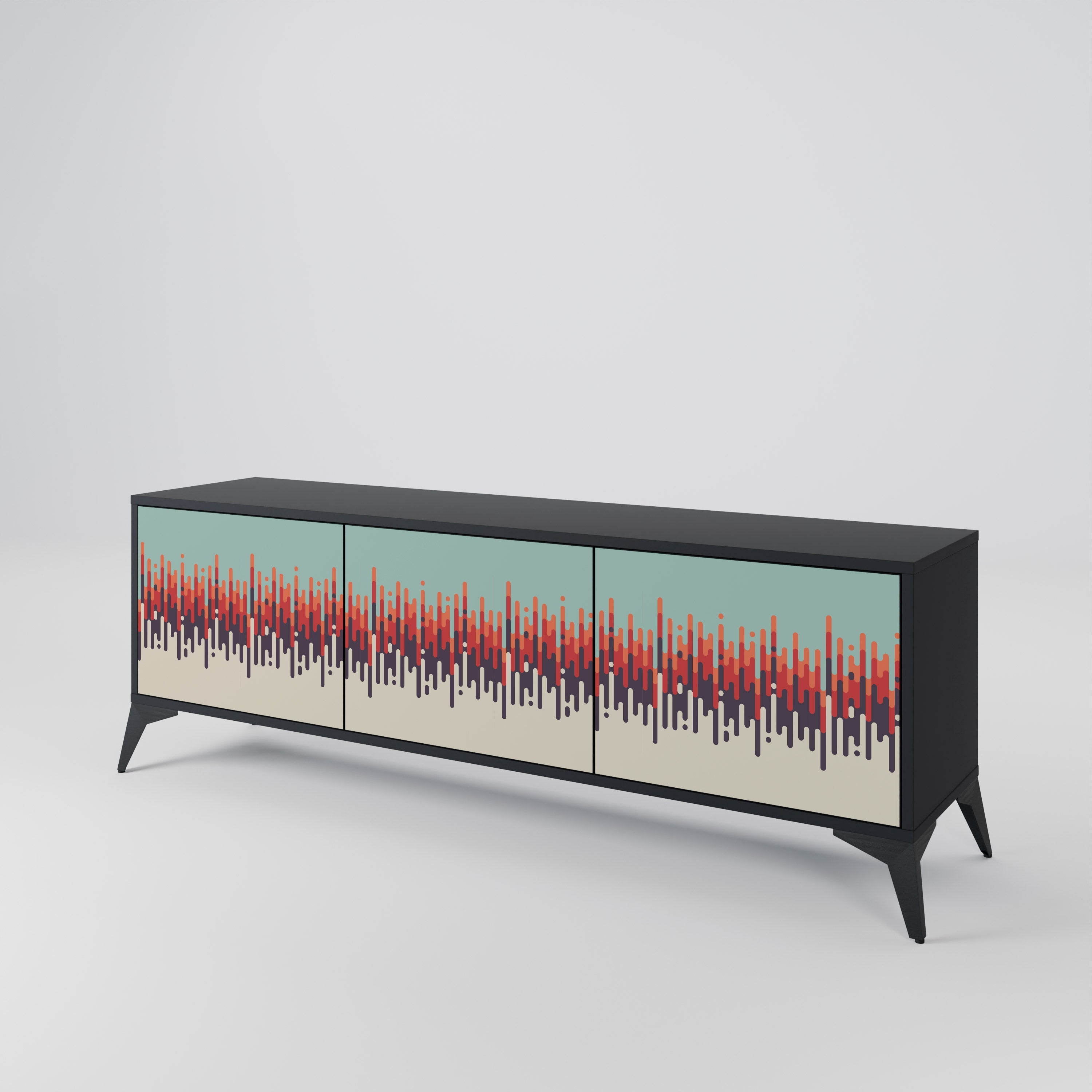 CHROMA CONTOURS 3-Door TV Stand in Black Finish