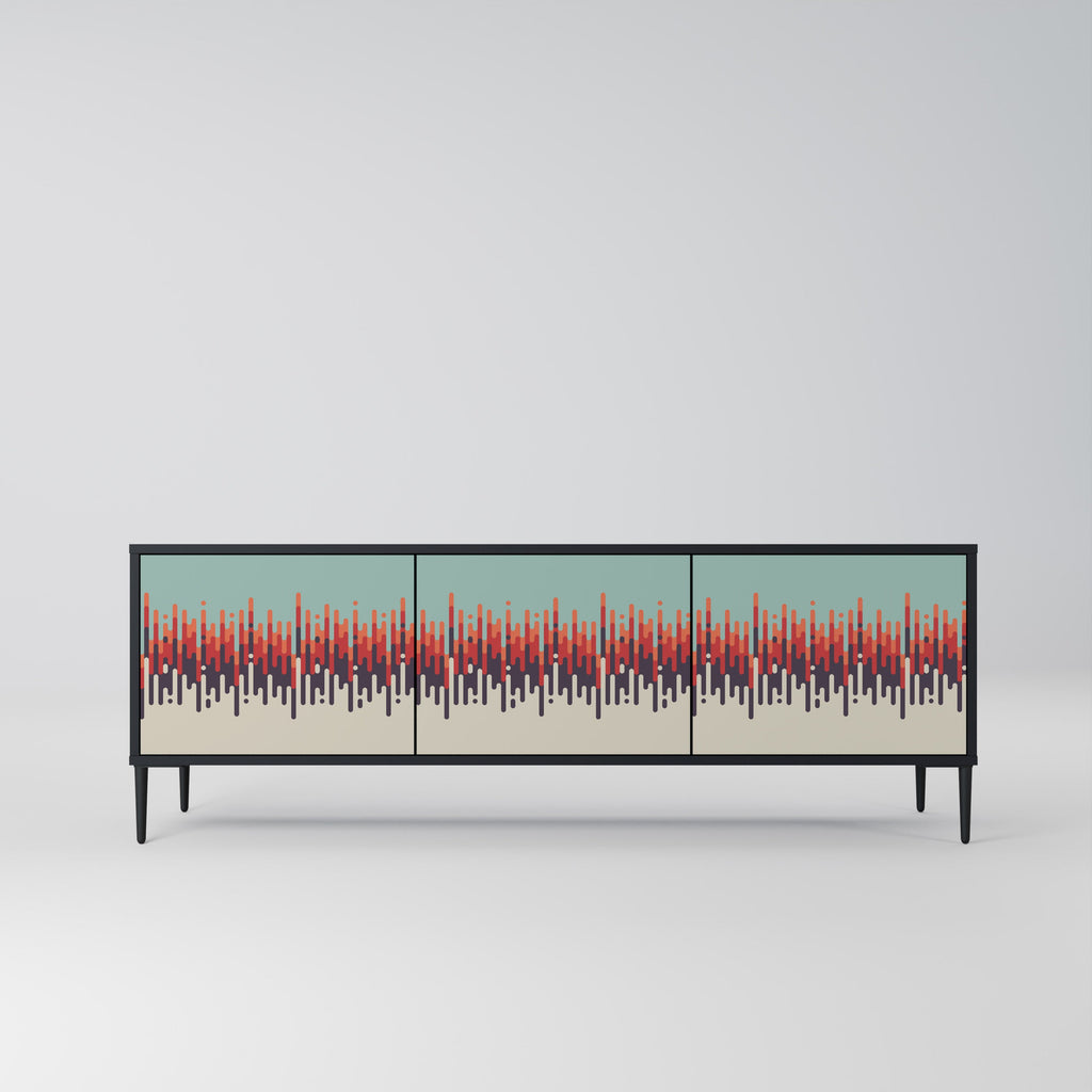 CHROMA CONTOURS 3-Door TV Stand in Black Finish