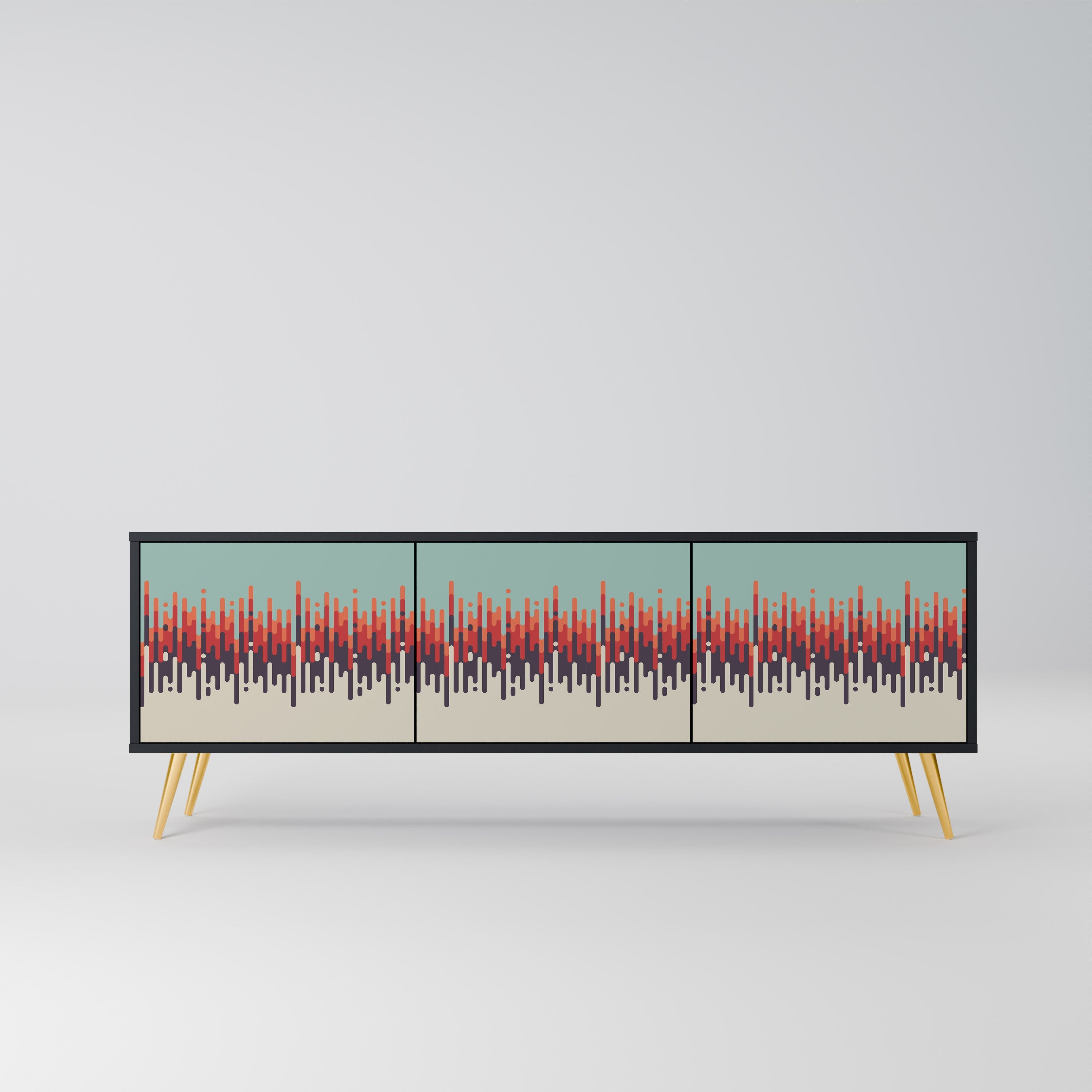 CHROMA CONTOURS Móvel de TV com 3 Portas em Acabamento Preto