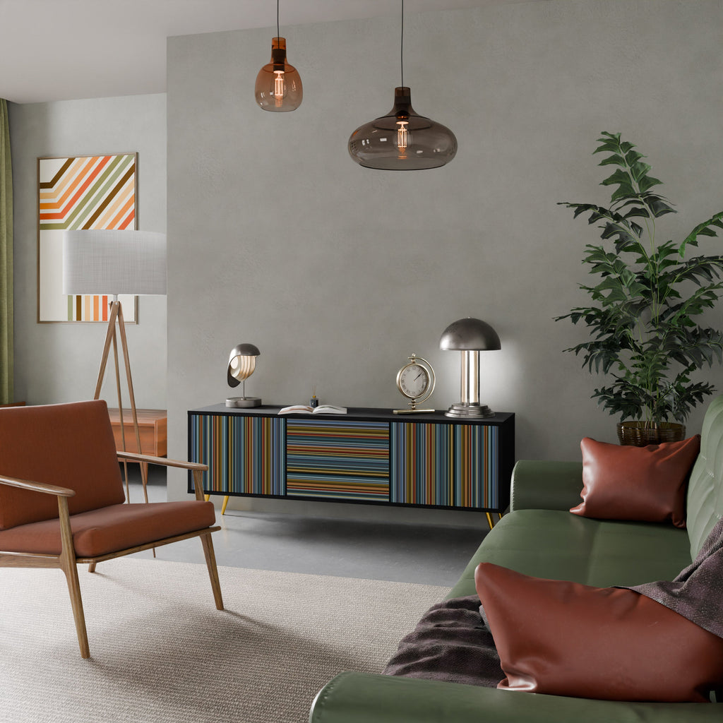 LINEOUT SPECTRUM Móvel de TV com 3 Portas em Acabamento Preto