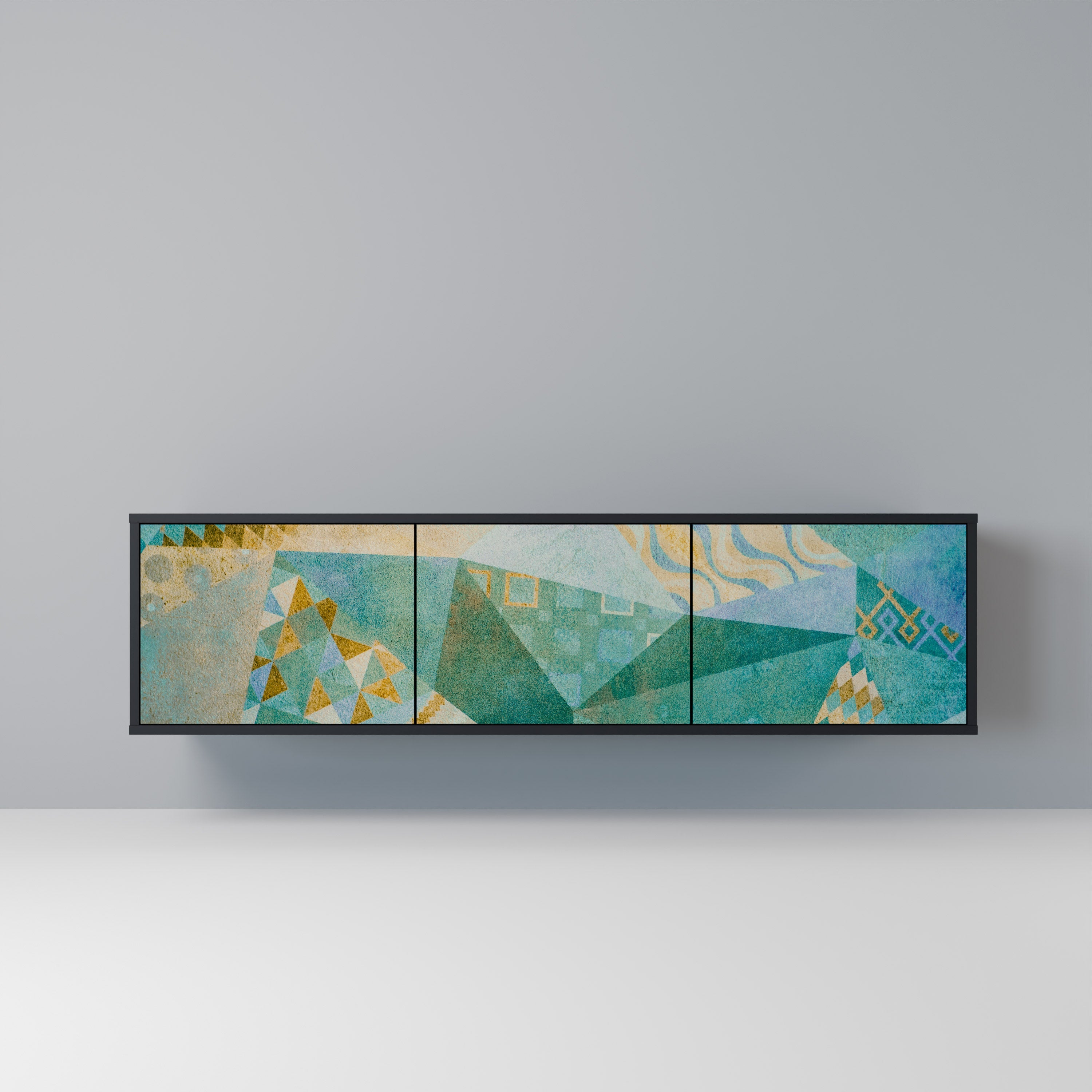 SPECTRUM SPLENDOR Móvel de TV com 3 Portas em Acabamento Preto