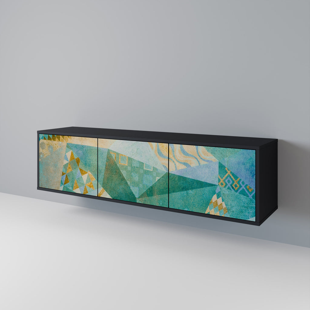 SPECTRUM SPLENDOR Móvel de TV com 3 Portas em Acabamento Preto