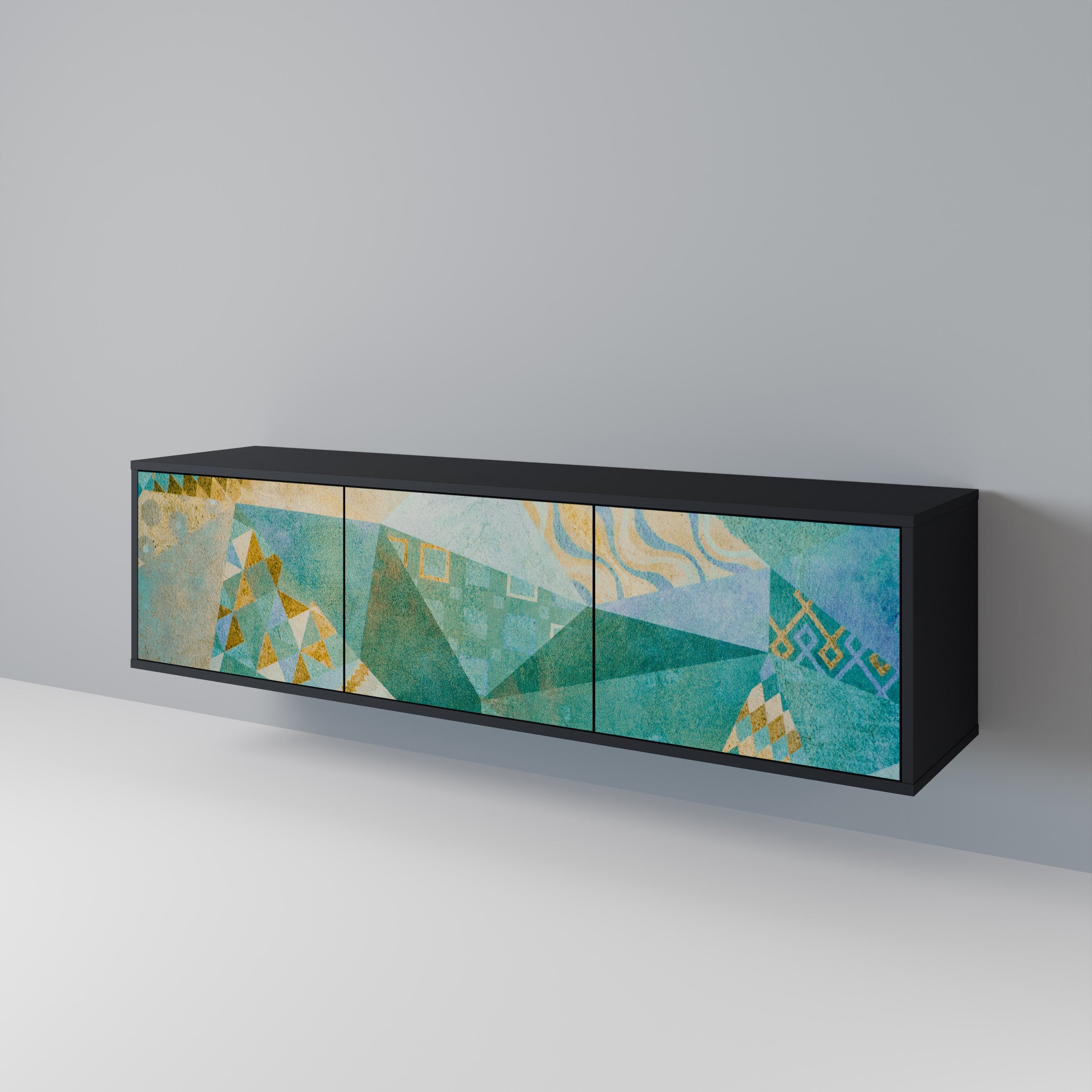 SPECTRUM SPLENDOR Móvel de TV com 3 Portas em Acabamento Preto