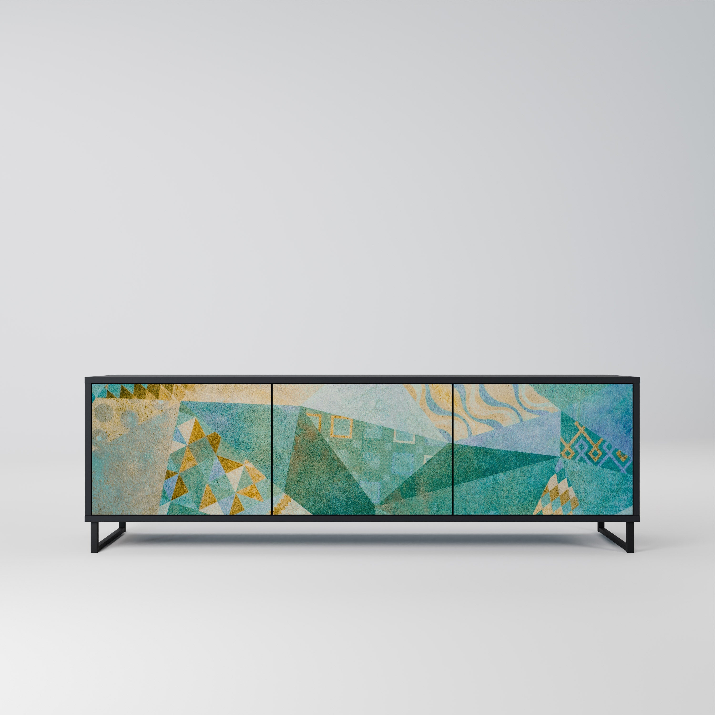 SPECTRUM SPLENDOR Móvel de TV com 3 Portas em Acabamento Preto