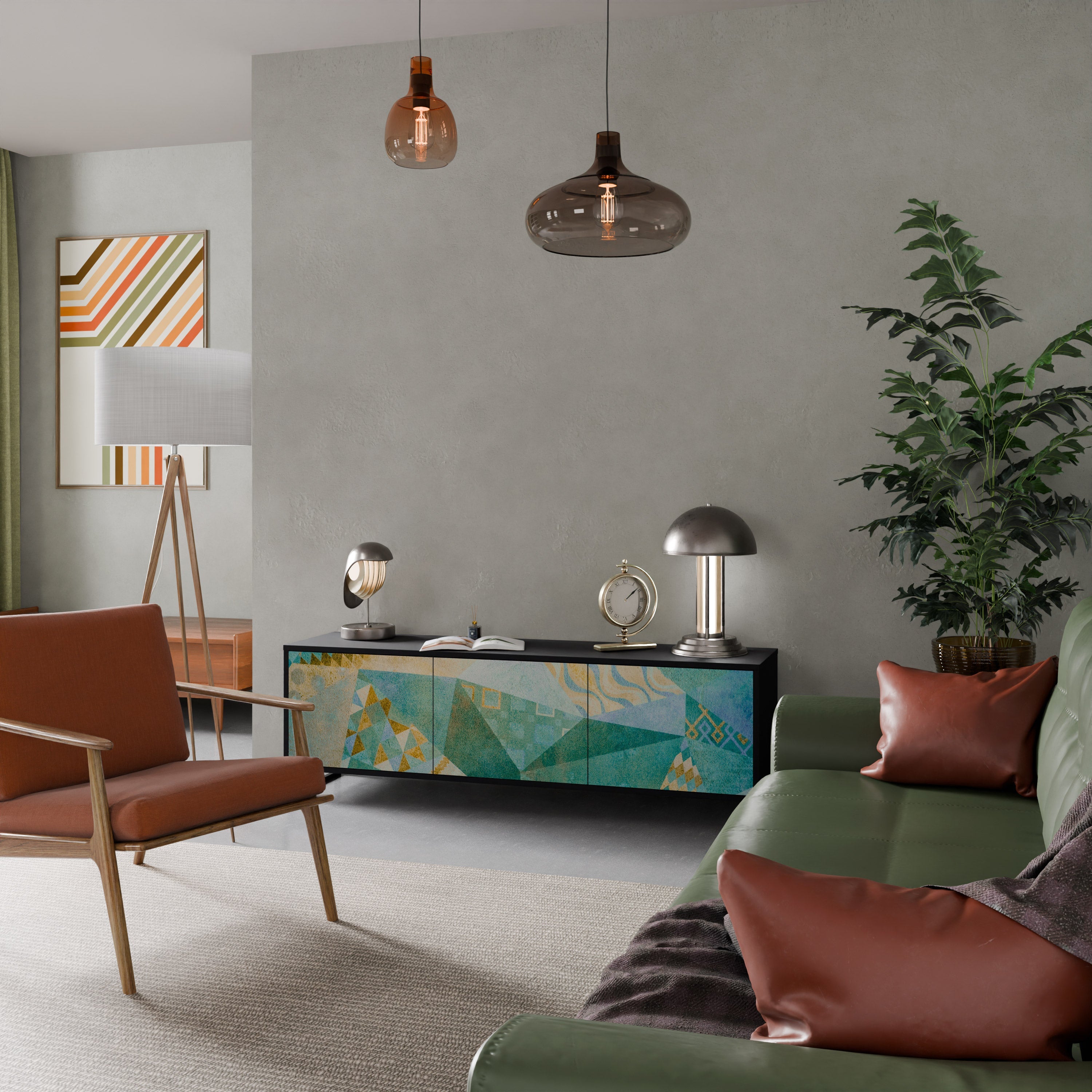 SPECTRUM SPLENDOR Móvel de TV com 3 Portas em Acabamento Preto