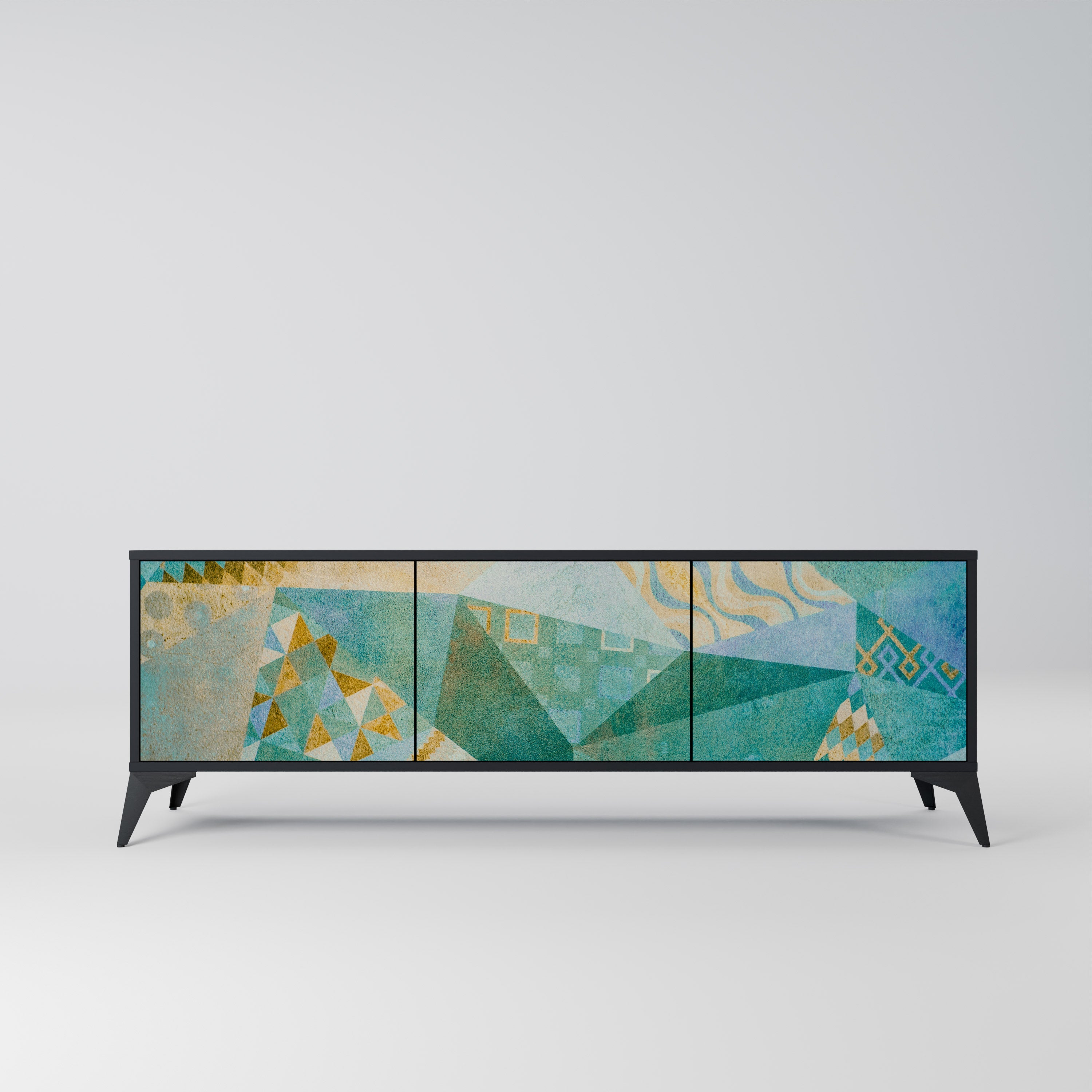 SPECTRUM SPLENDOR Móvel de TV com 3 Portas em Acabamento Preto