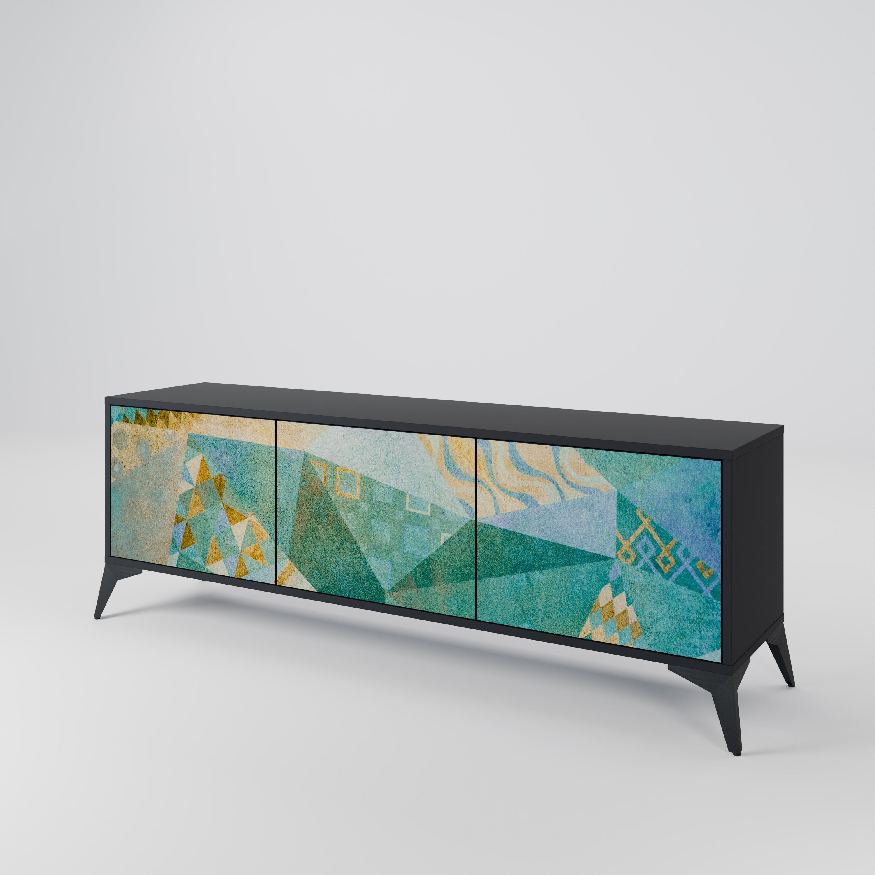 SPECTRUM SPLENDOR Móvel de TV com 3 Portas em Acabamento Preto