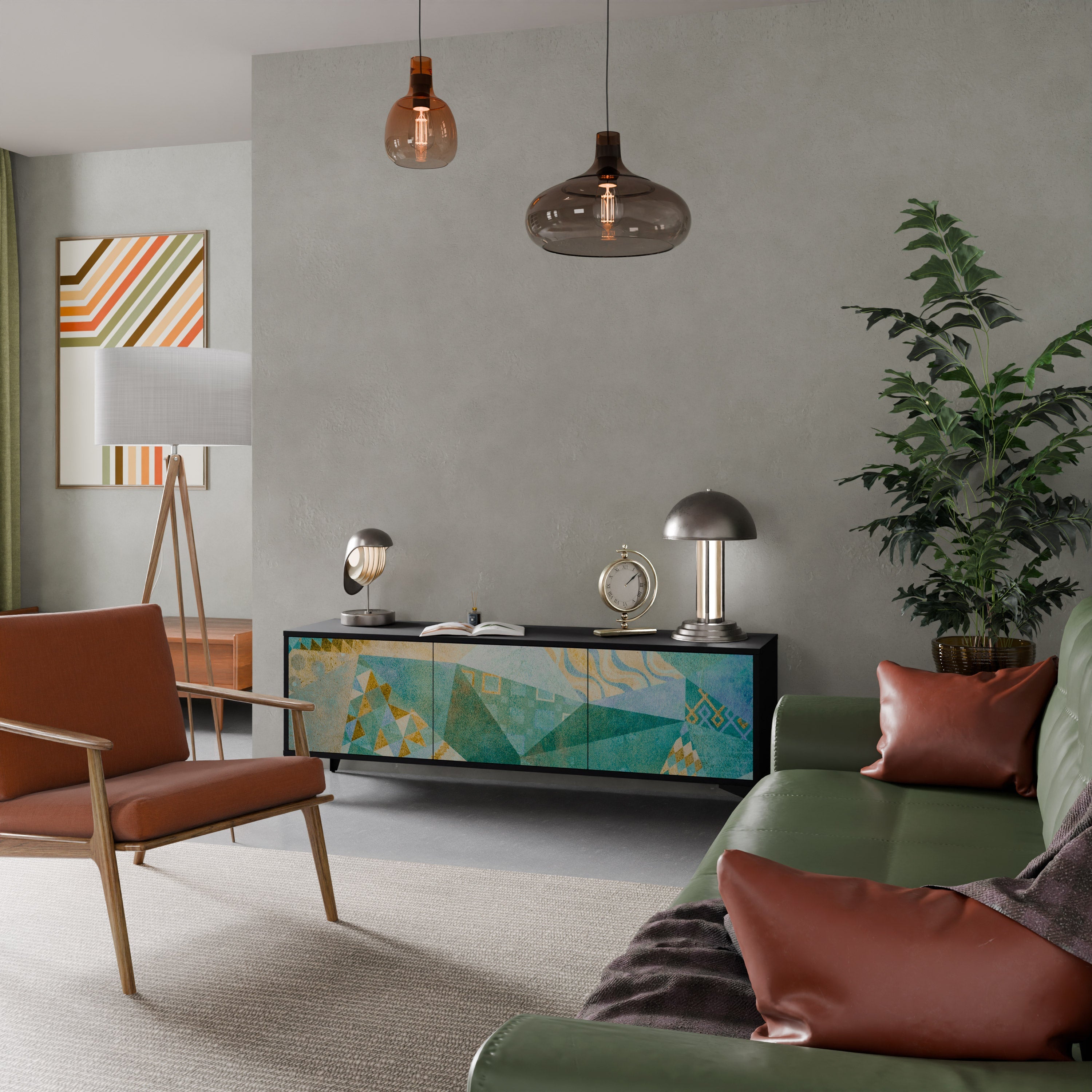 SPECTRUM SPLENDOR Móvel de TV com 3 Portas em Acabamento Preto