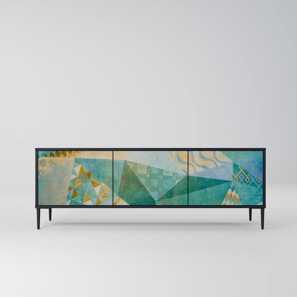 SPECTRUM SPLENDOR Móvel de TV com 3 Portas em Acabamento Preto