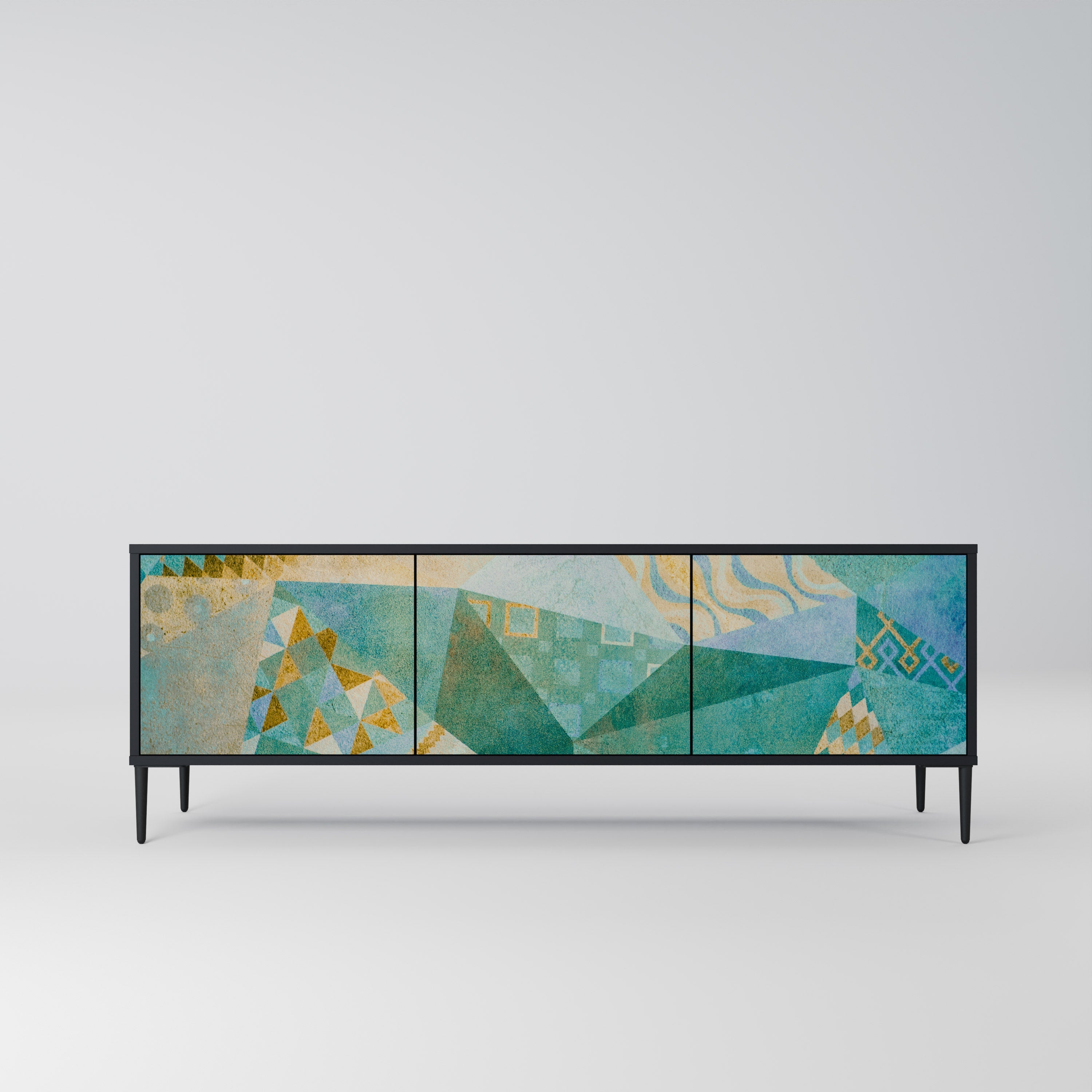 SPECTRUM SPLENDOR Móvel de TV com 3 Portas em Acabamento Preto