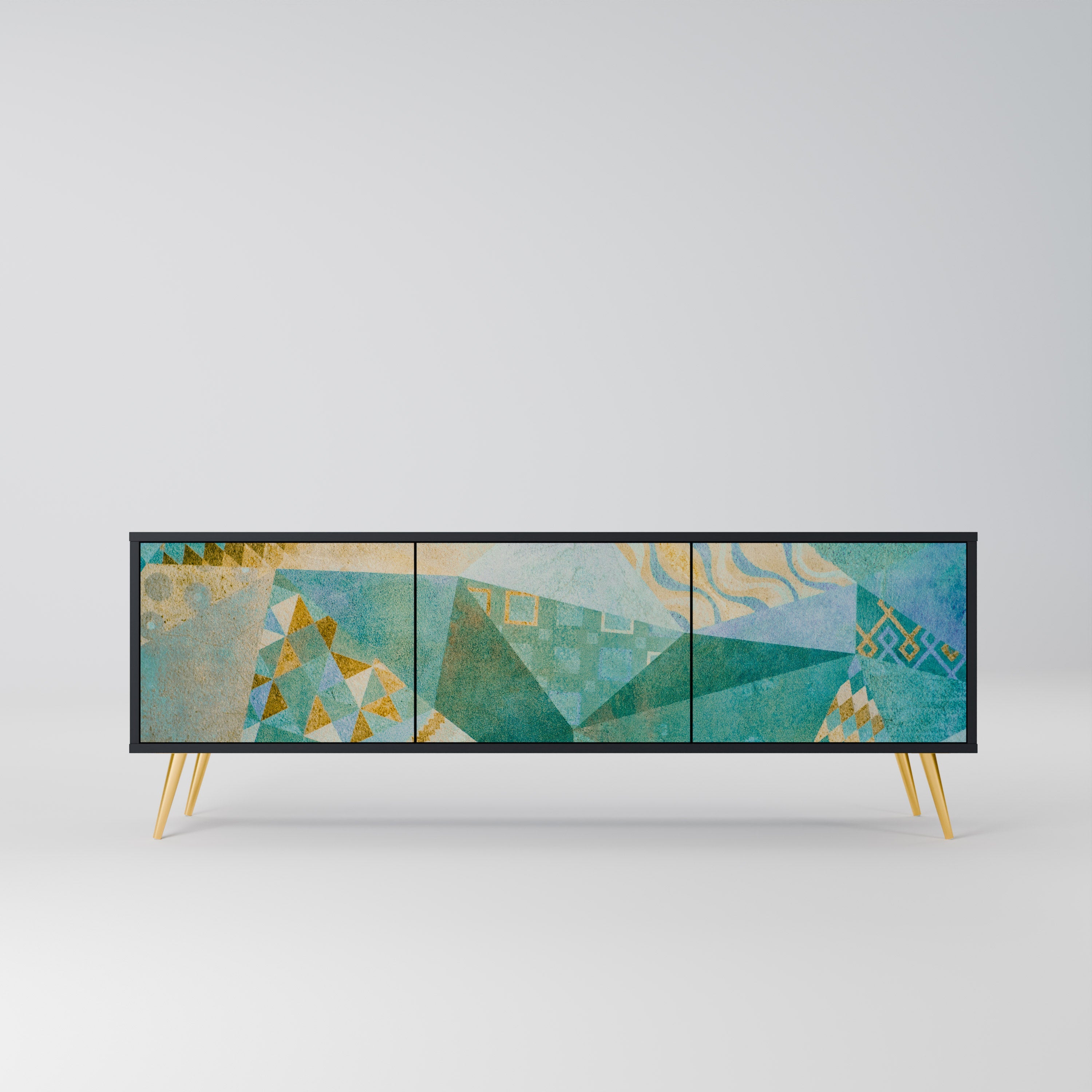 SPECTRUM SPLENDOR Móvel de TV com 3 Portas em Acabamento Preto