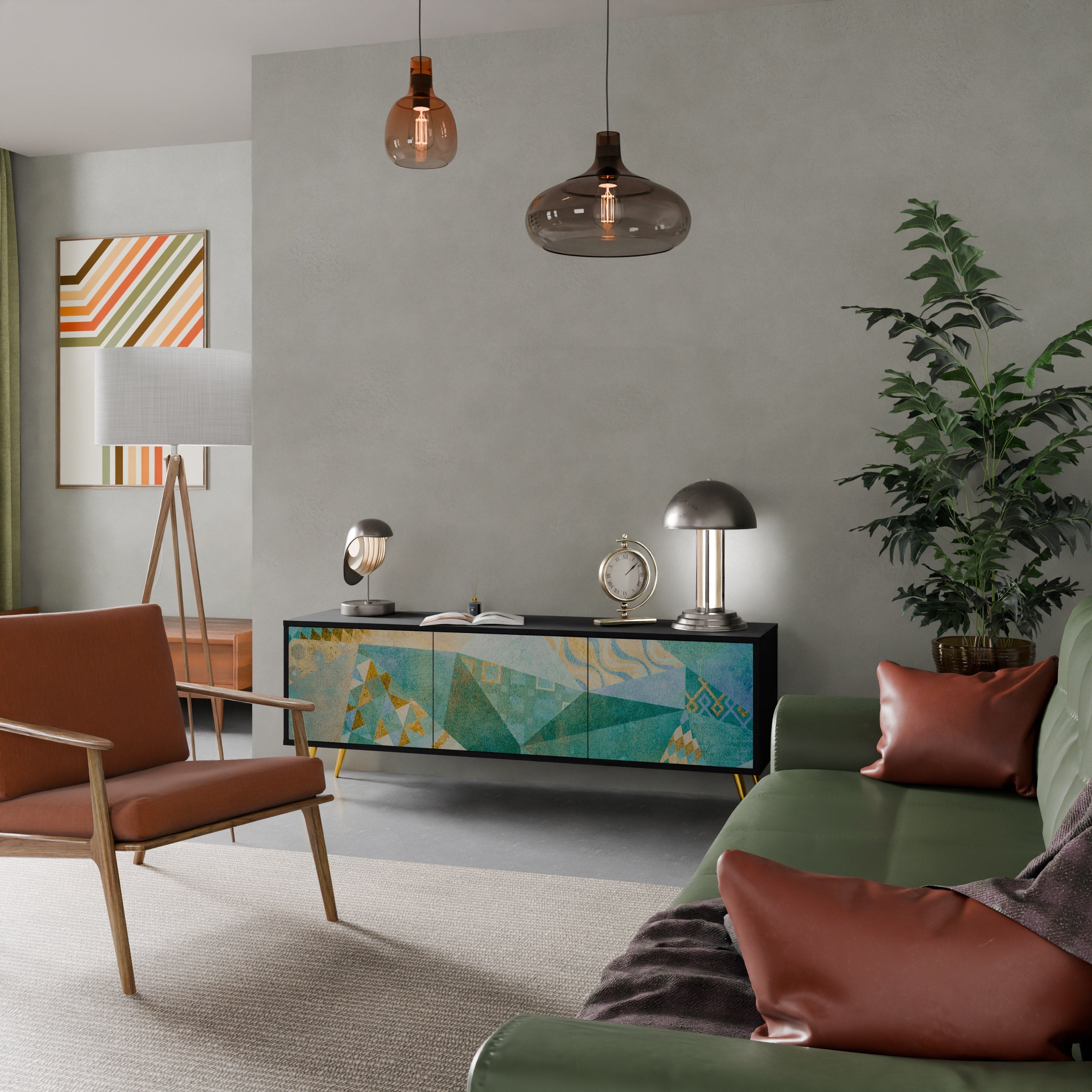 SPECTRUM SPLENDOR Móvel de TV com 3 Portas em Acabamento Preto