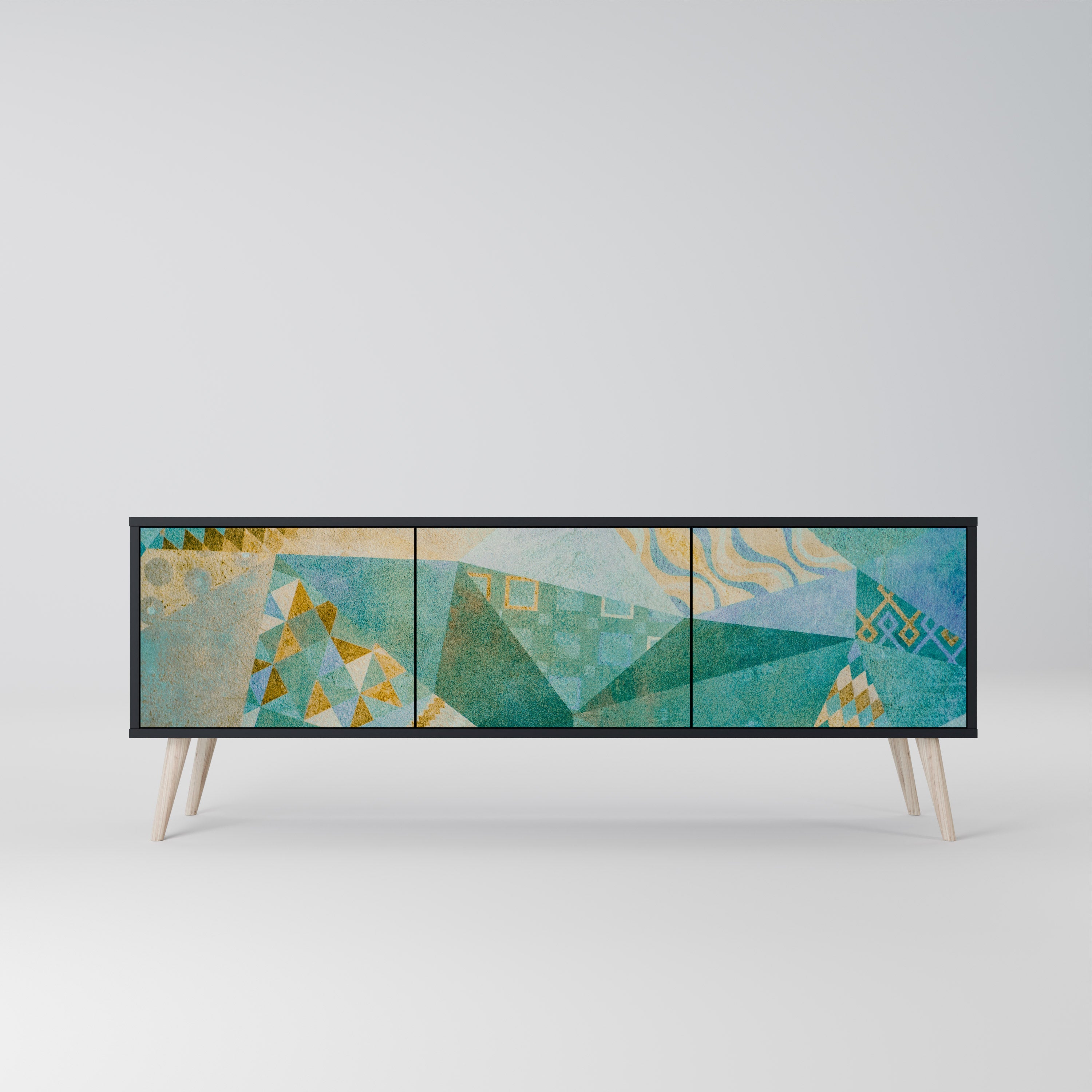 SPECTRUM SPLENDOR Móvel de TV com 3 Portas em Acabamento Preto